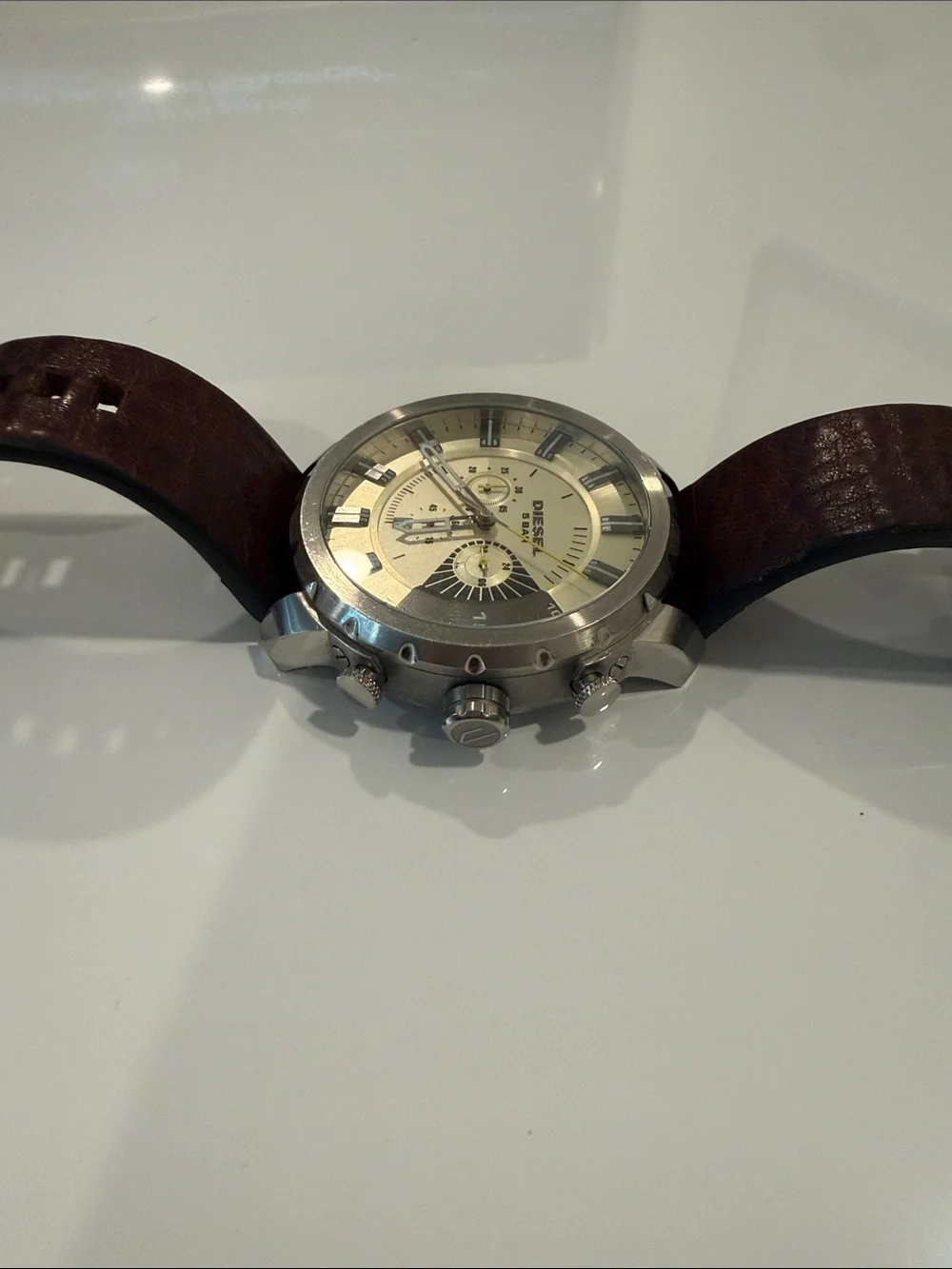 Diesel Stronghold Chronograph Brown Leather Men's Watch DZ4346
